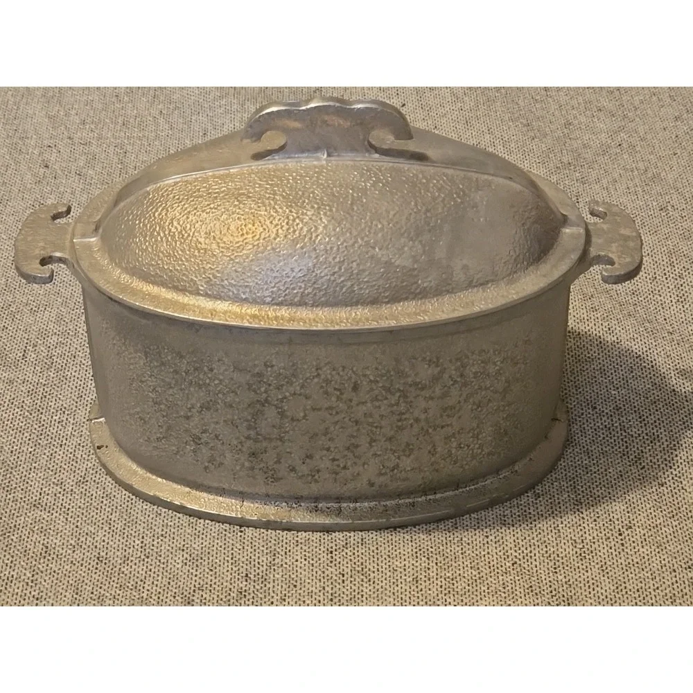 Vintage Guardian Service Ware 2-Qt Triangle Pot w/ Original Metal Hammered Lid